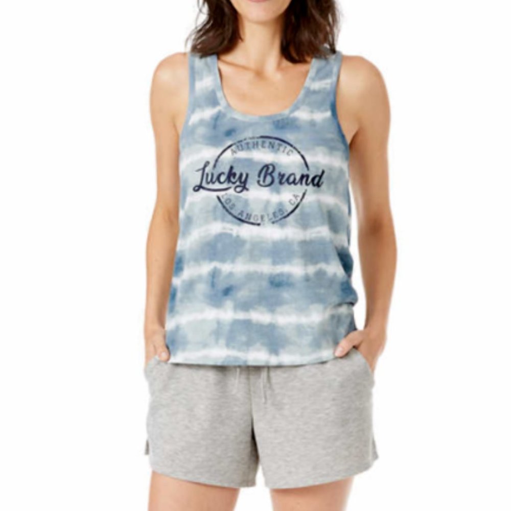 Lucky Brand 3-pc Short Sleep Set (Tank & S/Slv Top) Gray Women's Sz M-L XL NWT - Picture 2 of 12
